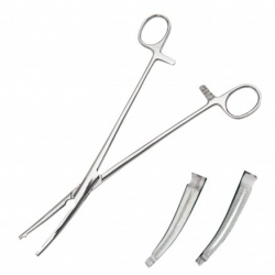 Зажим жесткий для влагалищных операций изогнутый по Heaney-Ballentine - Фото 1